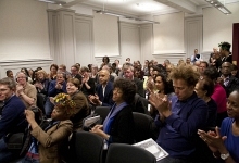 Photograph of Audience at New Walk Museum Art Gallery for Maggie Scott in converstaion with Bim Adewunmi